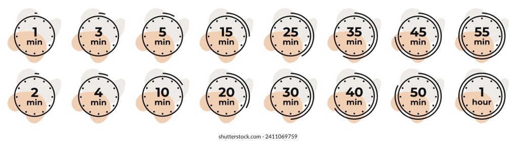 Timer, clock, stopwatch isolated set icons. Countdown timer symbol icon set. Vector illustration