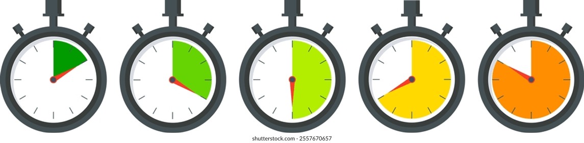 Timer, clock, stopwatch isolated set icons. stopwatch icon minimal design concept. Countdown timer symbol icon set. Deadline Ending Soon 3d watch concept. Ticking Stopwatch Vector illustration EPS10