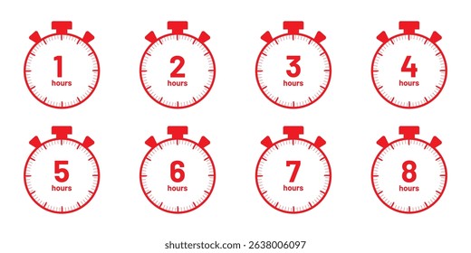 Timer, clock, stopwatch isolated set icons. Label cooking time. Vector illustration. EPS 10