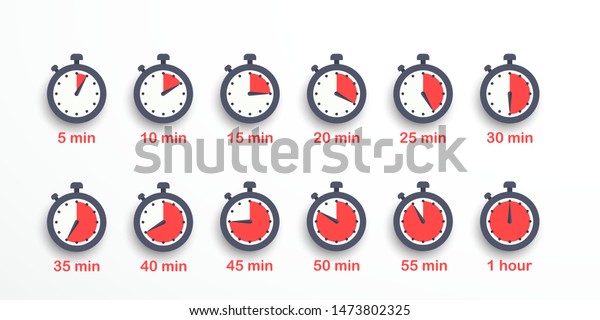 Timer, clock, stopwatch isolated set\
icons. Label cooking time. Vector illustration. EPS\
10