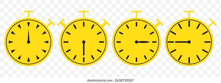 Timer, clock, stopwatch isolated vector icon. Timer icon set, timer from 10 to 60 minutes, vector illustration. 10, 20, 30, 40, 50, 60 min, timer clock on Transparent Background. EPS 10. - Powered by Shutterstock - Get 15% off with code: PIKWIZARD15