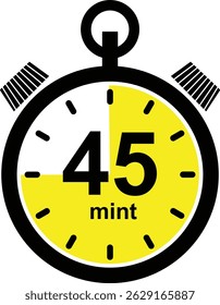 Timer, clock, stopwatch of minute, second and hour icon. Countdown alarm timer symbol vector isolated on transparent background. Label cooking time speed. Watch timepiece sign.