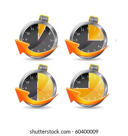 timer clocks with arrow. vector illustration isolated on white background