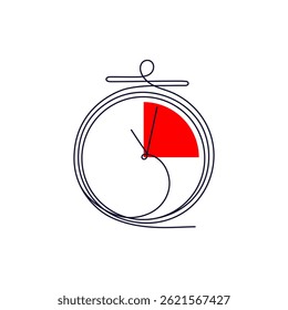 Timer continious line sign. Sale countdown. Limited time. Vector simple illustration on transparent backdrop. Fast delivery, express and urgent shipping. Graphic chronometer icon. Editable stroke