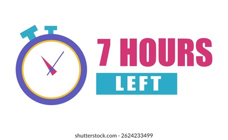 Ícone de contagem regressiva do temporizador. Sete horas. Imagem do relógio de lembrete. Alerta vetorial.