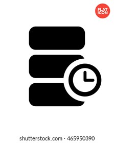 Timer of Database Icon Flat Style Isolated Vector Illustration