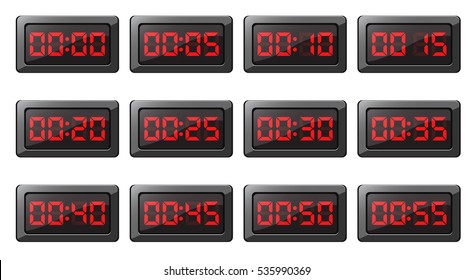 Timer In Digital Clock Icons Isolated Vector Illustration