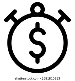 Timer Dollar Icon for Banking Bank Finance