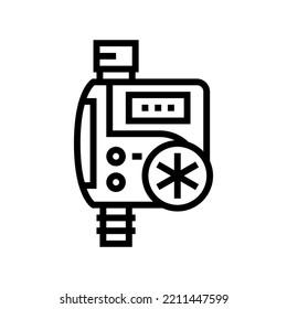 timer drip water irrigation line icon vector. timer drip water irrigation sign. isolated contour symbol black illustration