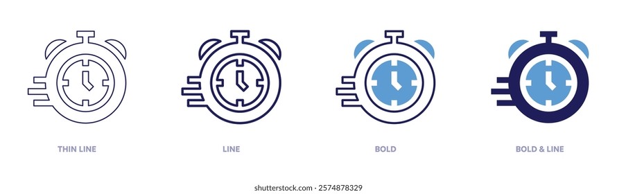 Timer feedback icon in 4 different styles. Thin Line, Line, Bold, and Bold Line. Duotone style. Editable stroke.