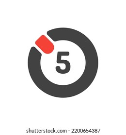 Timer five second icon in flat style about camera, use for website mobile app presentation