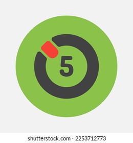 Timer five second icon in flat style about camera, use for website mobile app presentation