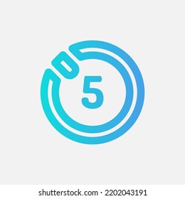 Timer five second icon in gradient style about camera, use for website mobile app presentation