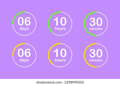 Timer. Flat, color, timer design. Vector icons.