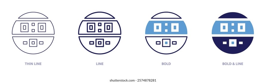 Timer gadget icon in 4 different styles. Thin Line, Line, Bold, and Bold Line. Duotone style. Editable stroke.