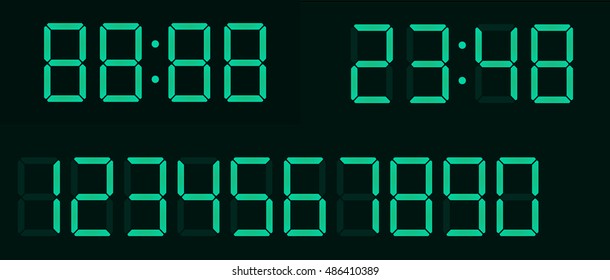Timer, green fluorescent digital display with separate figures in layers