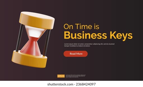 timer hourglass 3D icon illustration. Banner Business Landing Page Vector illustration