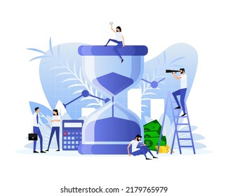Timer, hourglass and flat people , great design for any purposes. Business people illustration