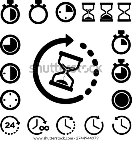 Timer and Hourglass Vector Icon Set