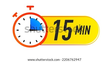 Timer icon 15 minutes vector colorful style.