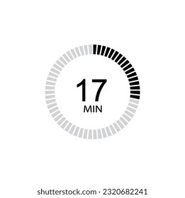 Timer icon 17 min, 17 minutes icon Vector eps10.