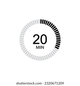 Timer Symbol 20 min, 20 Minuten Symbol Vector eps10.