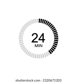 Timer icon 24 min, 24 minutes icon Vector eps10.