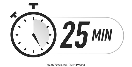 Timer icon 25 minutes vector black color.