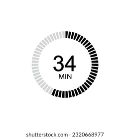 Timer icon 34 min, 34 minutes icon Vector eps10.