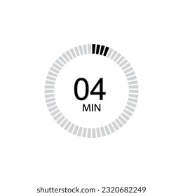 Timer Symbol 4 min, 4 Minuten Symbol Vector eps10.