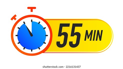 Timer icon 55 minutes vector colorful style