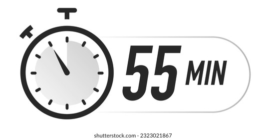 Timer icon 55 minutes vector black color