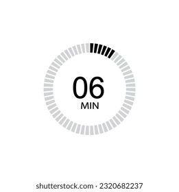 Timer icon 6 min, 6 minutes icon Vector eps10.