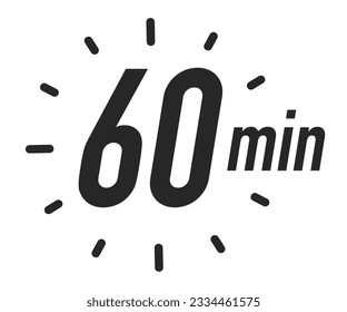Timer icon 60 minutes vector black color