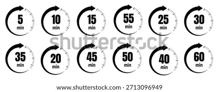 timer icon collection set of timer stopwatch icons