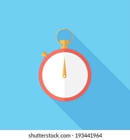 Timer icon. Flat design style modern vector illustration. Isolated on stylish color background. Flat long shadow icon. Elements in flat design.