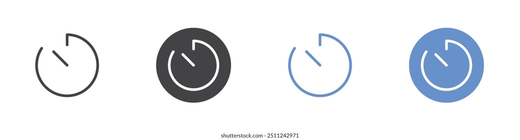 Timer icon Flat set in black and white color