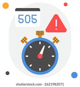 A timer icon indicating a warning with an error code display, suitable for digital interfaces and applications.