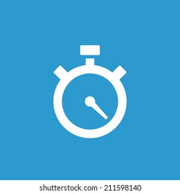 timer icon, isolated, white on the blue background. Exclusive Symbols 