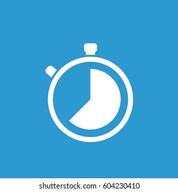 Timer icon, isolated, white on the blue background,stopwatch vector illustration