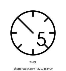 Timer-Icon. Line Art Design einzeln auf weißem Hintergrund