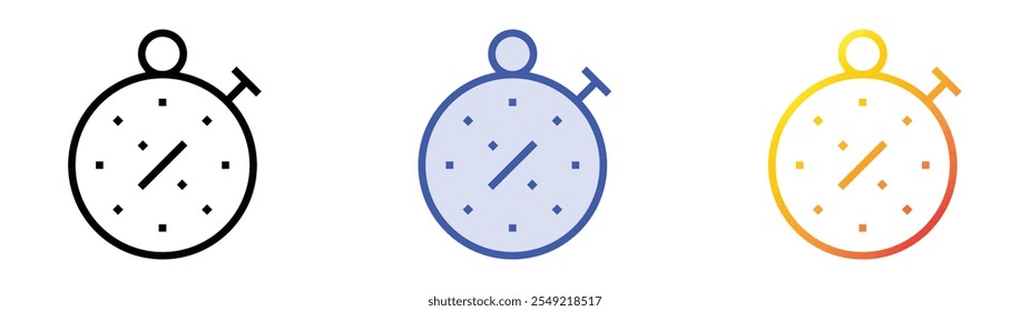timer icon. Linear, Blue Fill and Gradient Style Design Isolated On White Background