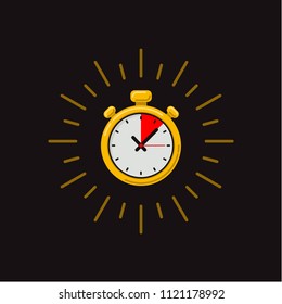 Timer icon on dark background. Fast time. Fast delivery, express and urgent shipping, services, stop watch speed concept, deadline, delay. chronometer sign. vector illustration