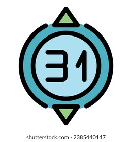 Timer icon outline vector. Time clock. Agenda date color flat