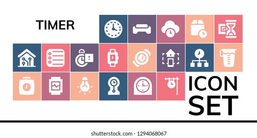  timer icon set. 19 filled timer icons. Simple modern icons about  - Wall clock, Smart home, Clock, Watch, Tungsten, Clocks, Reminder, Stopclock, Wristwatch, Time, Measuring glass