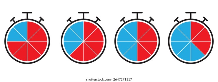 Ícone de timer definido. Símbolo do relógio despertador. Ilustração do vetor da contagem regressiva do relógio. Sinal de cronômetro. Conceito de horas, minutos e segundos. branco de fundo. Design - EPS 10 