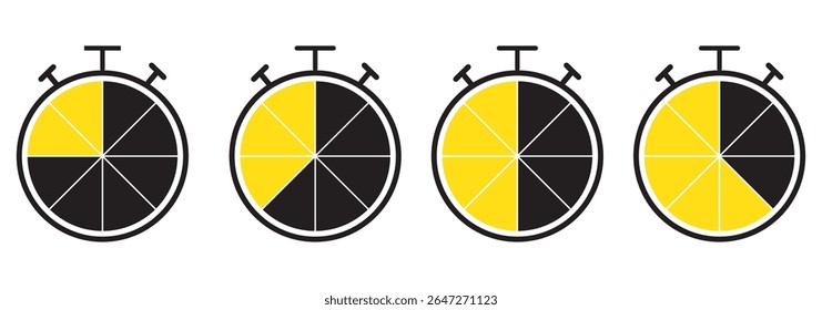 Ícone de timer definido. Símbolo do relógio despertador. Ilustração do vetor da contagem regressiva do relógio. Sinal de cronômetro. Conceito de horas, minutos e segundos. branco de fundo. Design - EPS 10 