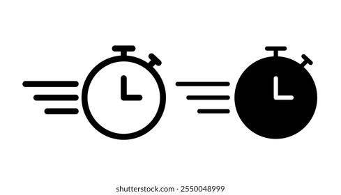 Ícone do temporizador definido em linha e preenchimento em preto.