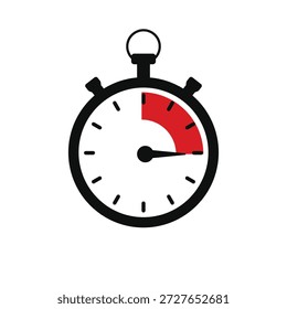 Timer icon set. Timer with red color. Simple flat illustration. Clock Icon. Digital stopwatch or timer, Countdown. Cooking time, holding time, baking, delivery for app. Isolated on white background