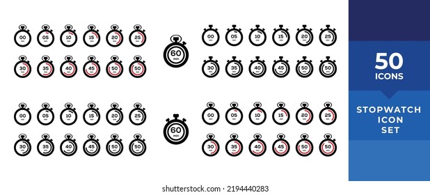 Timer Icon Set. Stopwatch Timer Collection. Timer Or Clock Symbol. Countdown Circle Clock Counter Timer. Fast Time Icons - Stock Vector
